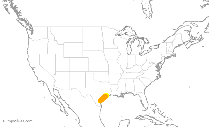 Turbulence forecast map for SWA11, HOU to CRP