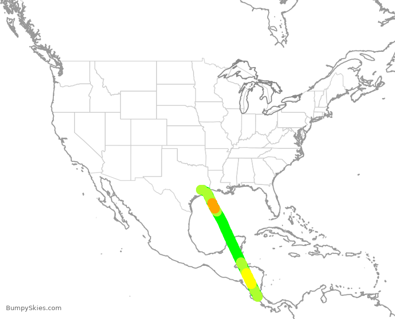 Turbulence forecast map for SWA1203, SJO to HOU