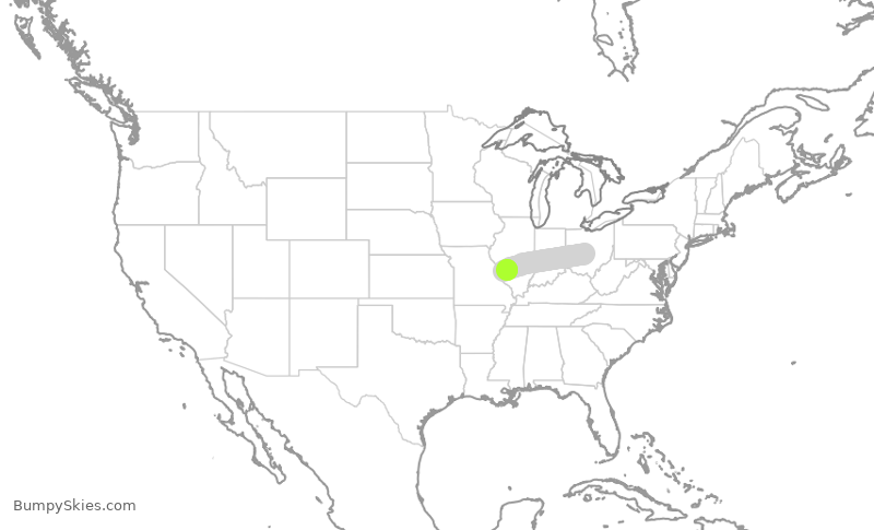 Turbulence forecast map for SWA1207, CMH to STL