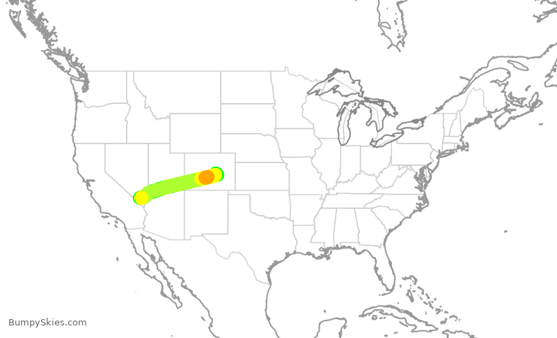 Turbulence forecast map for SWA1227, COS to LAS