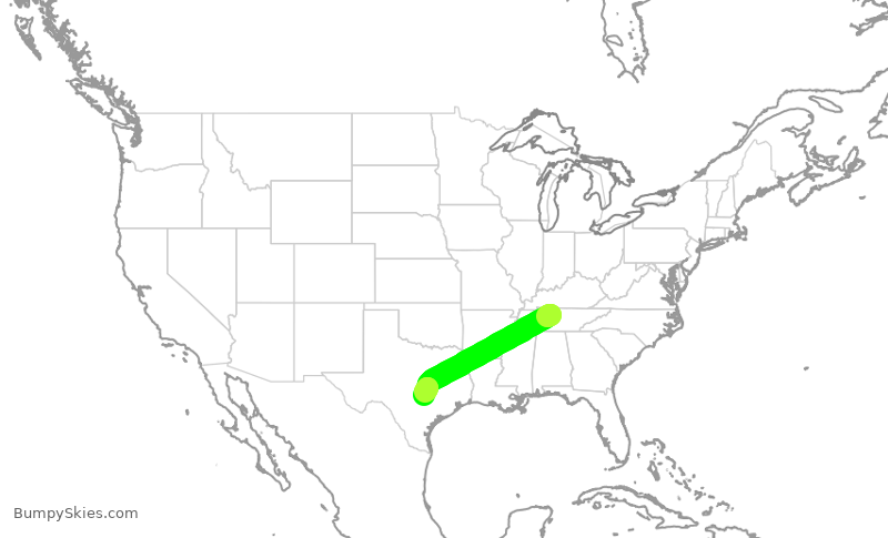 Turbulence forecast map for SWA1228, BNA to AUS