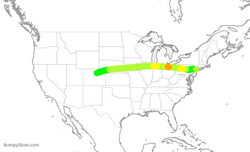 Turbulence forecast map for SWA1228, LGA to DEN
