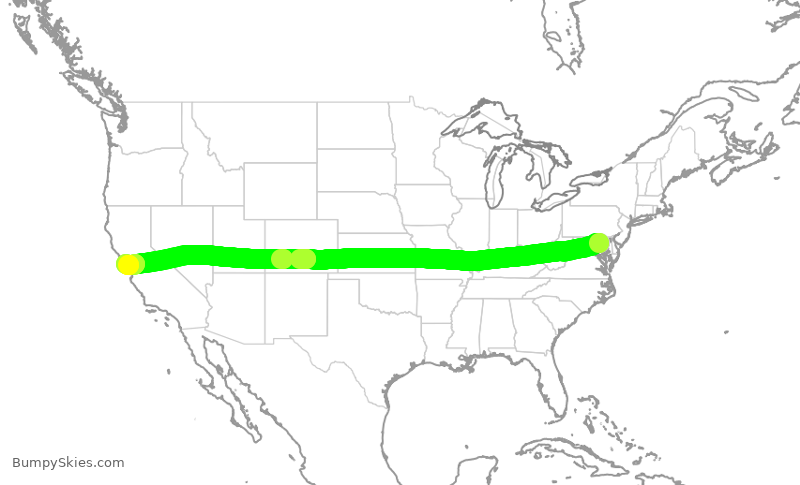 Turbulence forecast map for SWA122, BWI to SFO