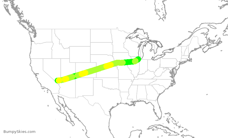 Turbulence forecast map for SWA1230, LAS to MDW