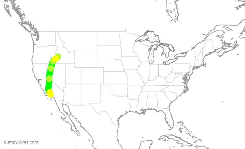 Turbulence forecast map for SWA1231, BUR to BOI