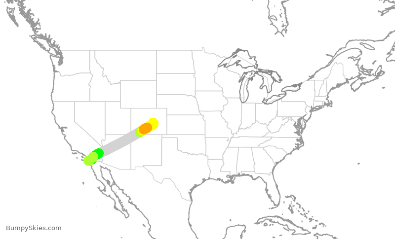 Turbulence forecast map for SWA1232, COS to SAN