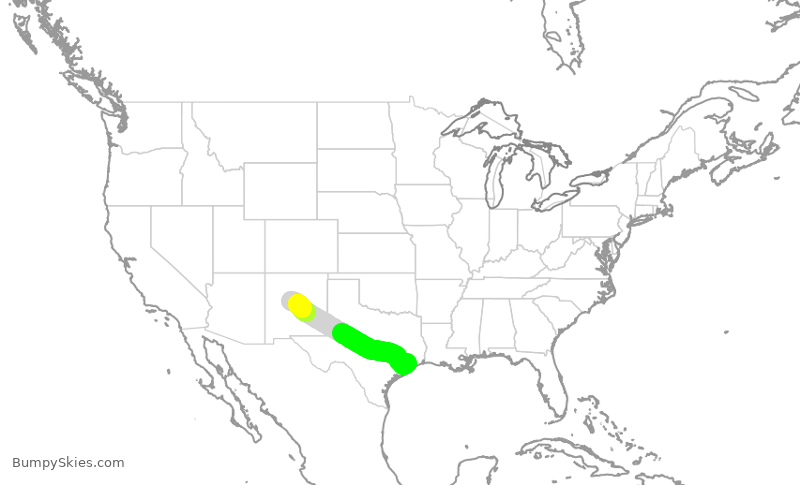 Turbulence forecast map for SWA123, ABQ to HOU