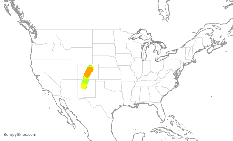 Turbulence forecast map for SWA123, DEN to ABQ