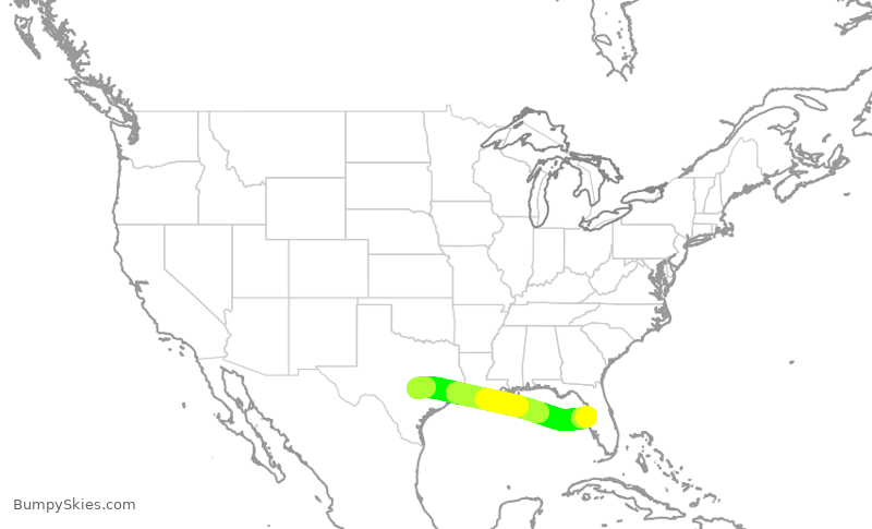 Turbulence forecast map for SWA1240, AUS to TPA
