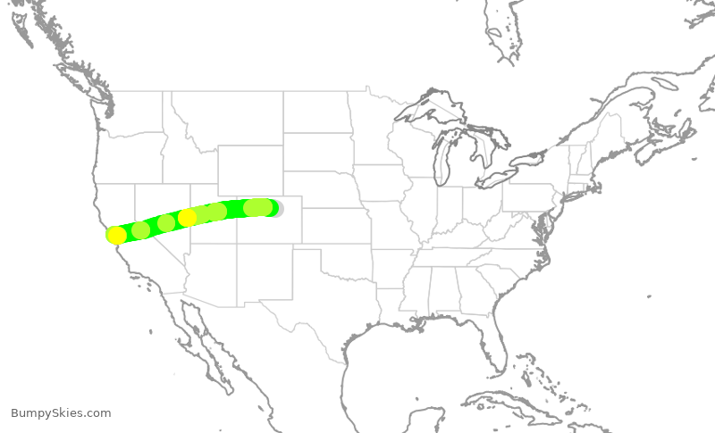 Turbulence forecast map for SWA1240, DEN to OAK