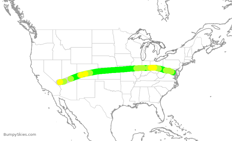 Turbulence forecast map for SWA1241, LAS to DCA