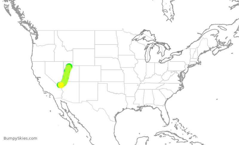 Turbulence forecast map for SWA1242, SLC to LAS