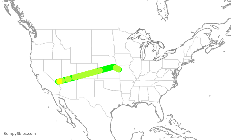 Turbulence forecast map for SWA1245, LAS to MCI