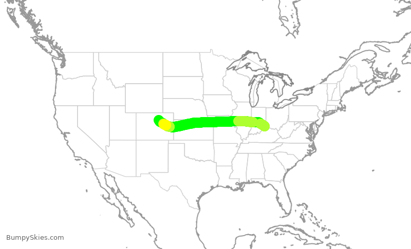 Turbulence forecast map for SWA1249, CVG to DEN