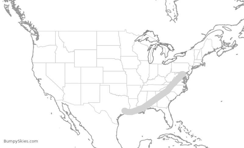 Turbulence forecast map for SWA1251, BWI to HOU