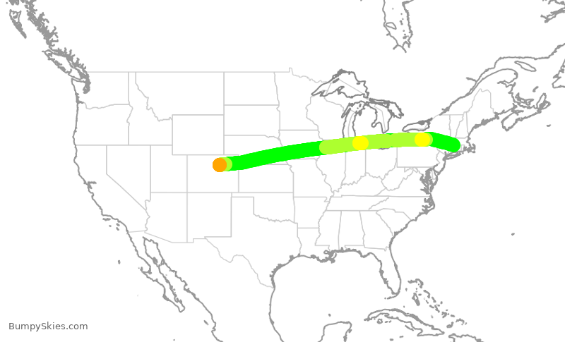 Turbulence forecast map for SWA1252, DEN to BDL