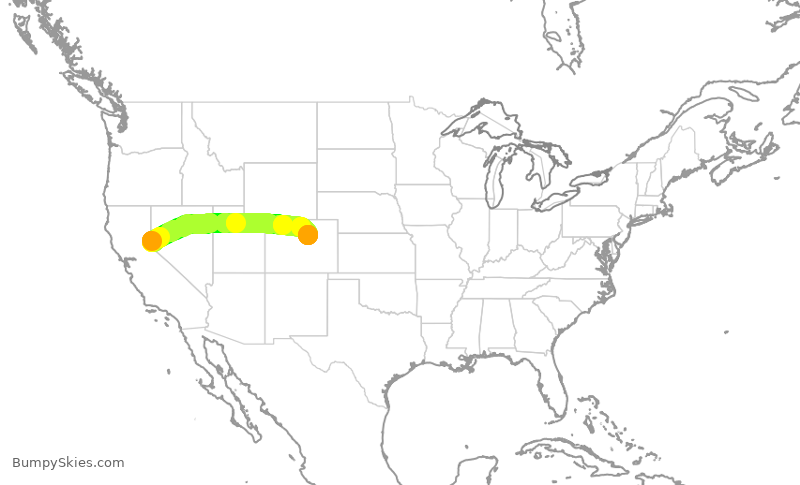 Turbulence forecast map for SWA1254, RNO to DEN