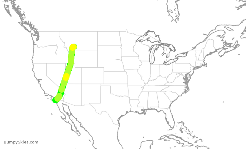 Turbulence forecast map for SWA1255, BZN to SAN