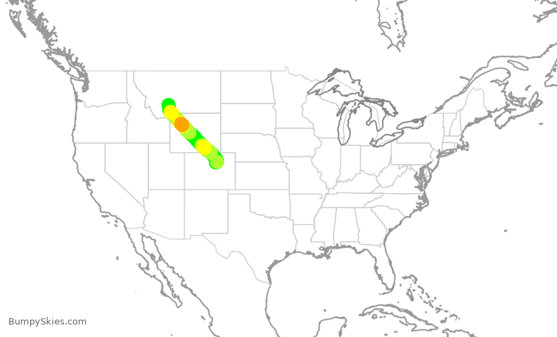 Turbulence forecast map for SWA1255, DEN to BZN
