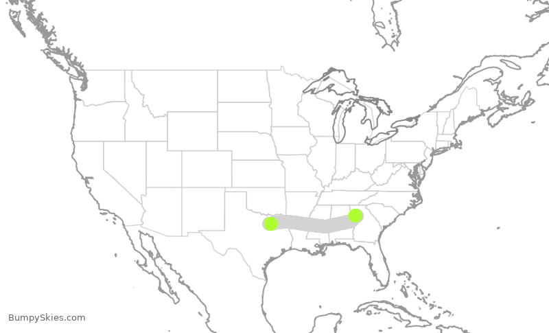 Turbulence forecast map for SWA1261, DAL to ATL
