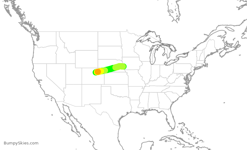Turbulence forecast map for SWA1264, DEN to OMA