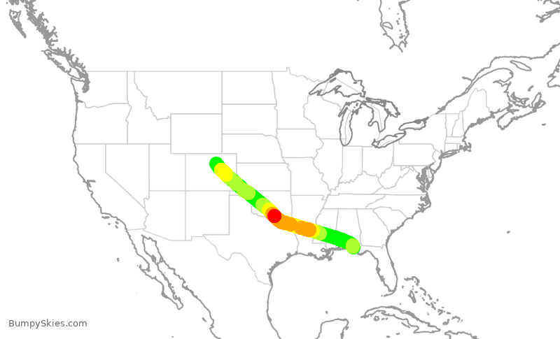 Turbulence forecast map for SWA1264, ECP to DEN