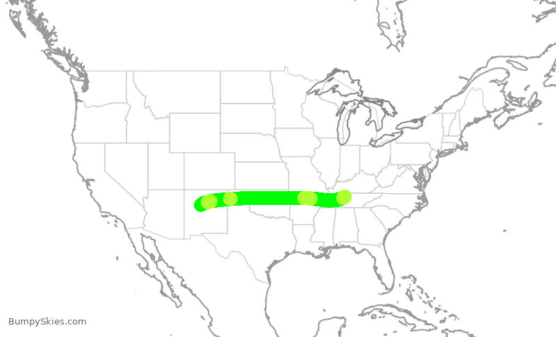 Turbulence forecast map for SWA1266, ABQ to BNA