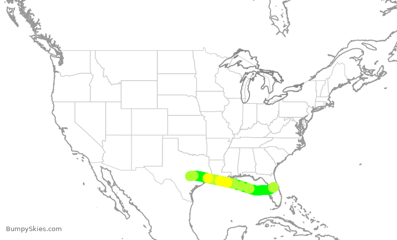 Turbulence forecast map for SWA1269, AUS to MCO
