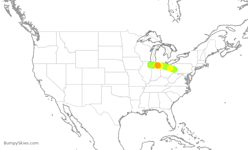 Turbulence forecast map for SWA1271, PIT to MDW