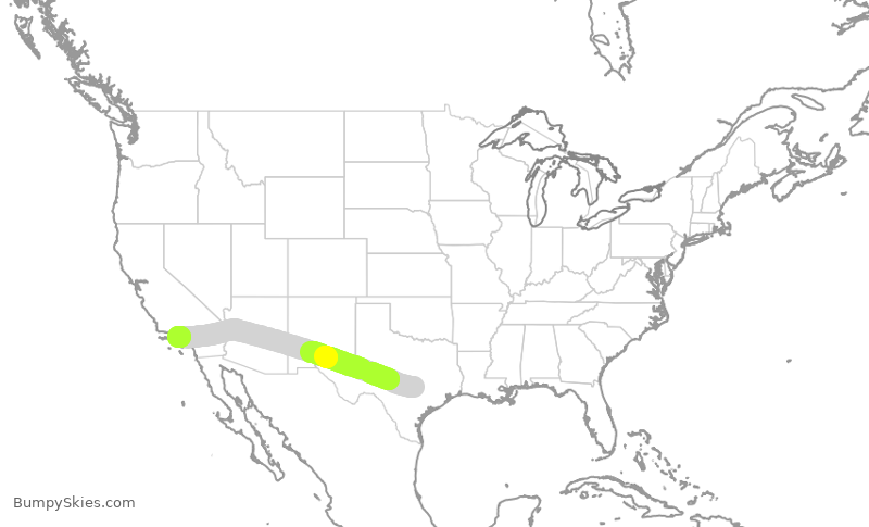Turbulence forecast map for SWA1276, AUS to LAX