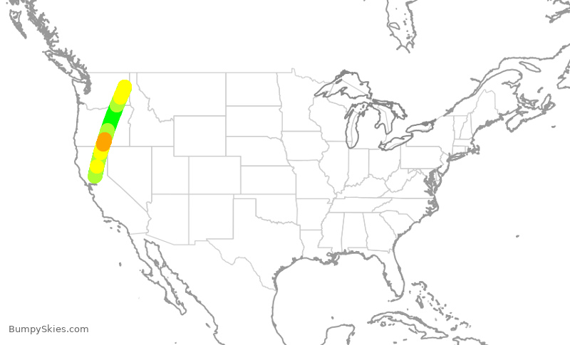 Turbulence forecast map for SWA1276, SMF to GEG