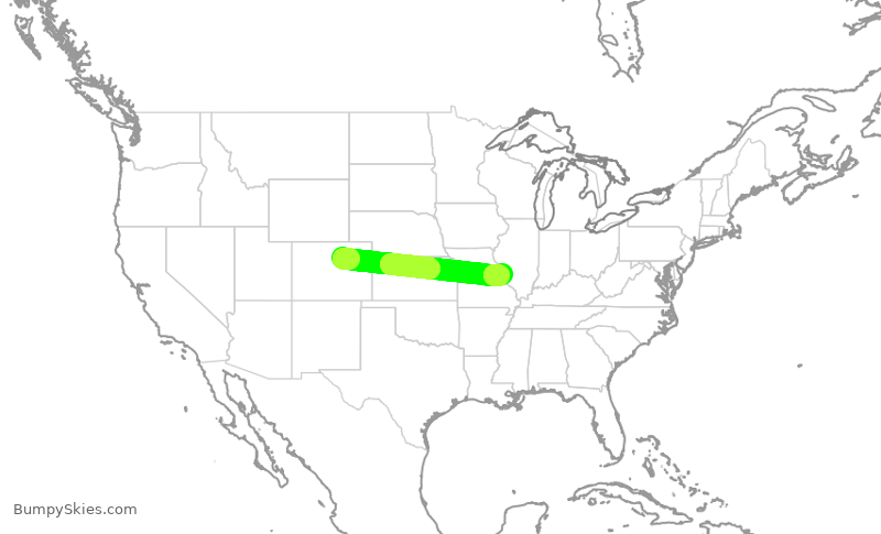 Turbulence forecast map for SWA127, DEN to STL