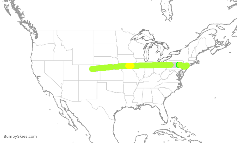 Turbulence forecast map for SWA1288, DEN to LGA