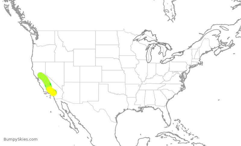 Turbulence forecast map for SWA1288, SMF to ONT
