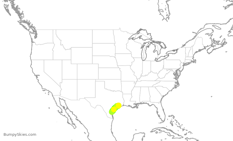 Turbulence forecast map for SWA1293, CRP to HOU