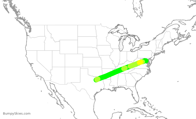 Turbulence forecast map for SWA1295, DAL to DCA