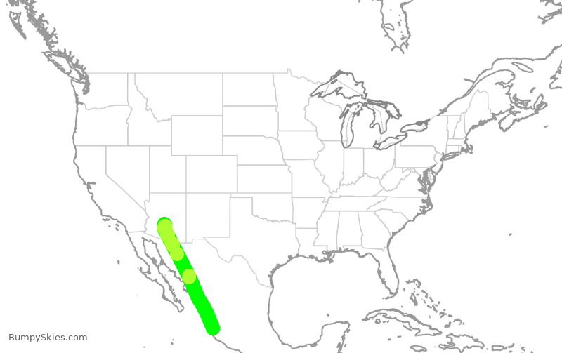 Turbulence forecast map for SWA1298, PHX to MPR
