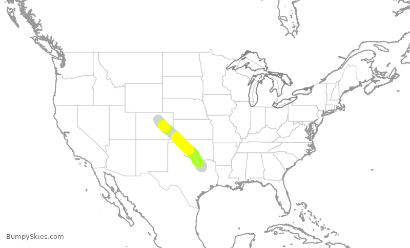 Turbulence forecast map for SWA1300, DAL to DEN