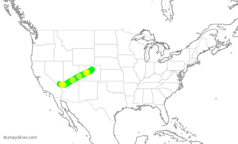 Turbulence forecast map for SWA1301, LAS to DEN