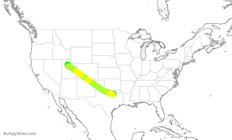 Turbulence forecast map for SWA1309, DAL to SLC