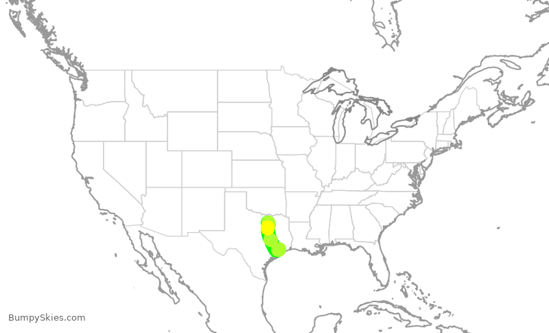 Turbulence forecast map for SWA1311, DAL to HOU