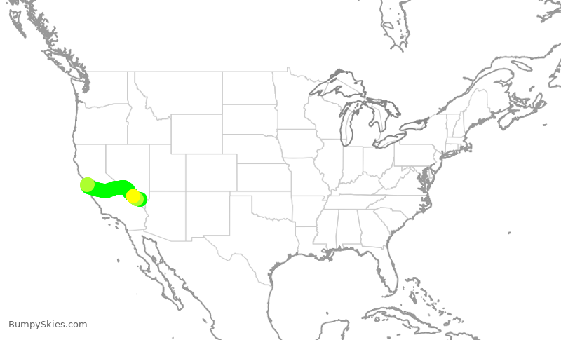 Turbulence forecast map for SWA1311, OAK to LAS