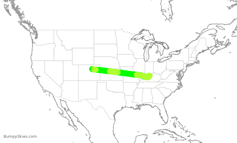 Turbulence forecast map for SWA1320, DEN to SDF