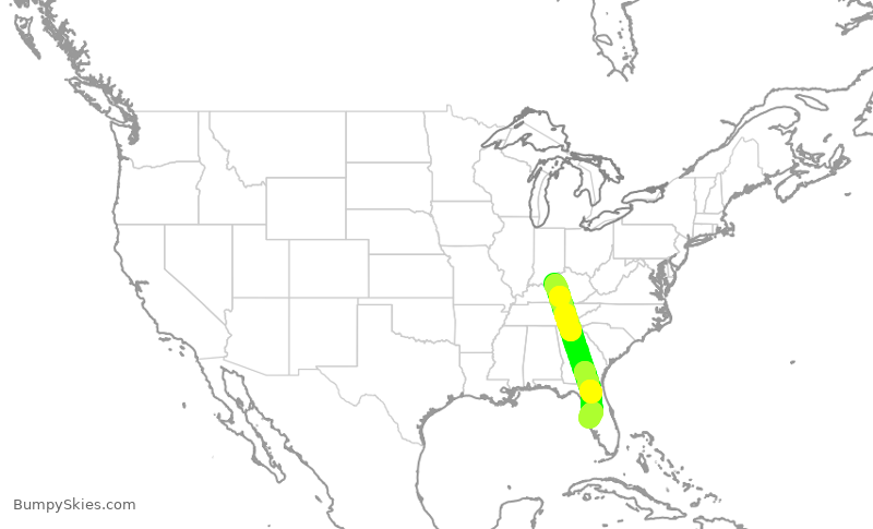 Turbulence forecast map for SWA1320, SDF to TPA