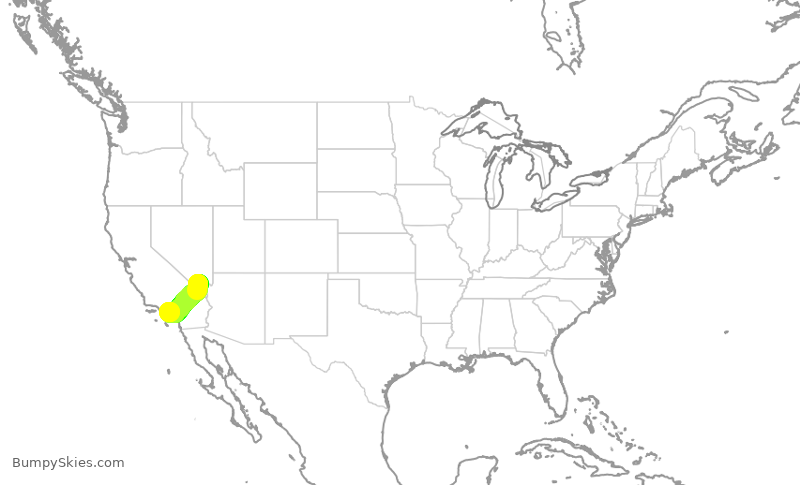 Turbulence forecast map for SWA1321, LAS to LGB