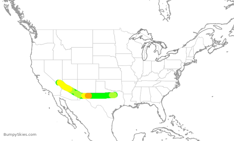 Turbulence forecast map for SWA1322, DAL to LAS