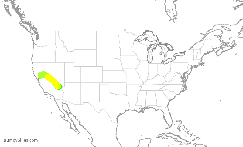 Turbulence forecast map for SWA1322, LAS to SMF