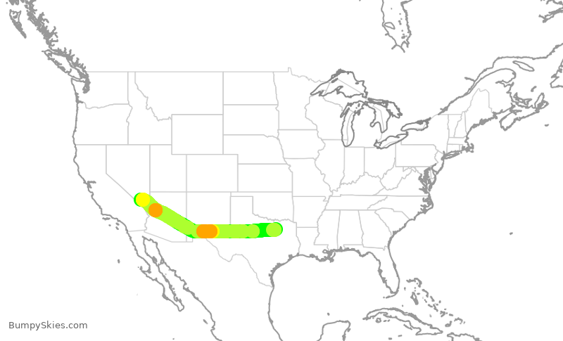 Turbulence forecast map for SWA1323, DAL to LAS