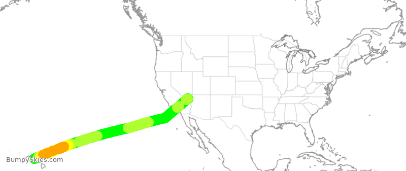 Turbulence forecast map for SWA1323, HNL to LAS