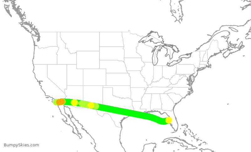 Turbulence forecast map for SWA133, TPA to SAN
